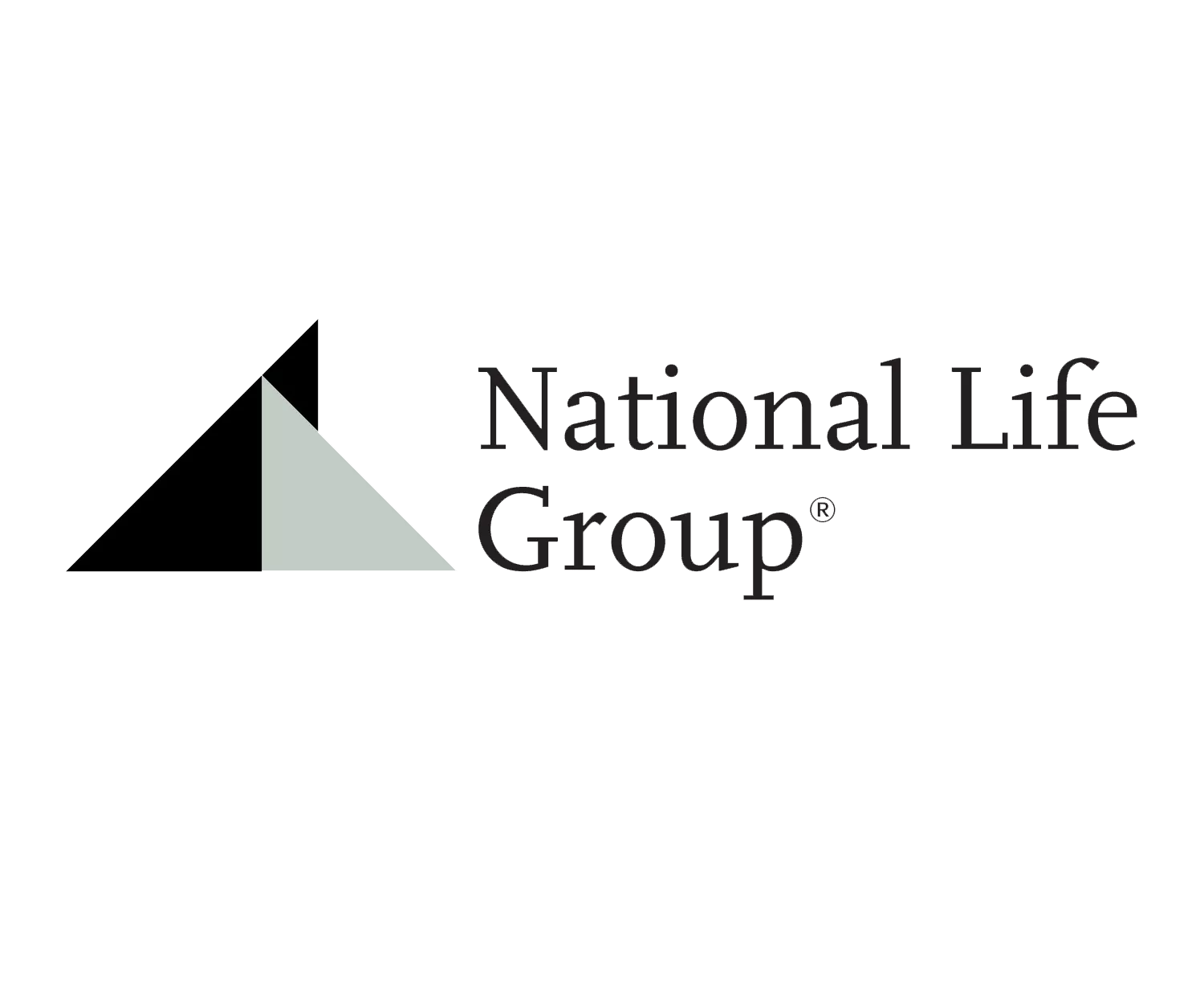 Logo of National Life Group featuring a black and gray geometric triangle design next to the company name in text.